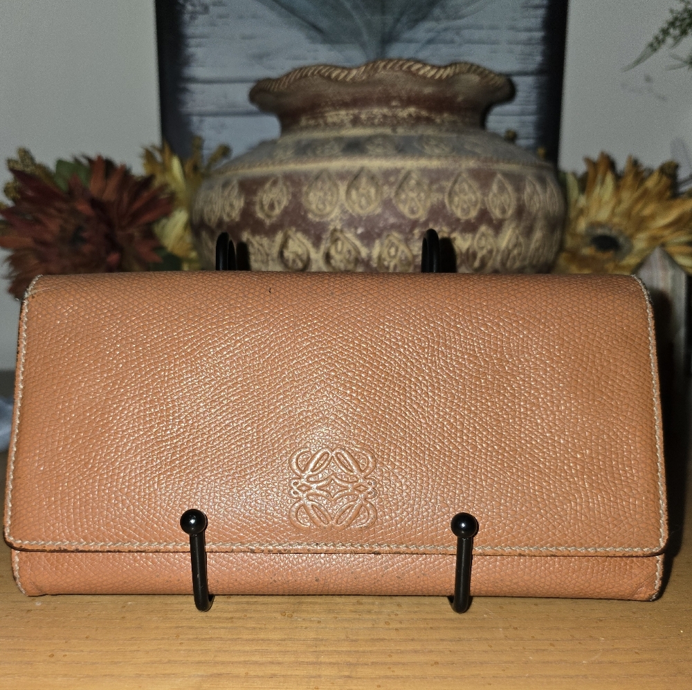 Loewe Anagram Bidold Continental wallet  Luggage Brown EUC